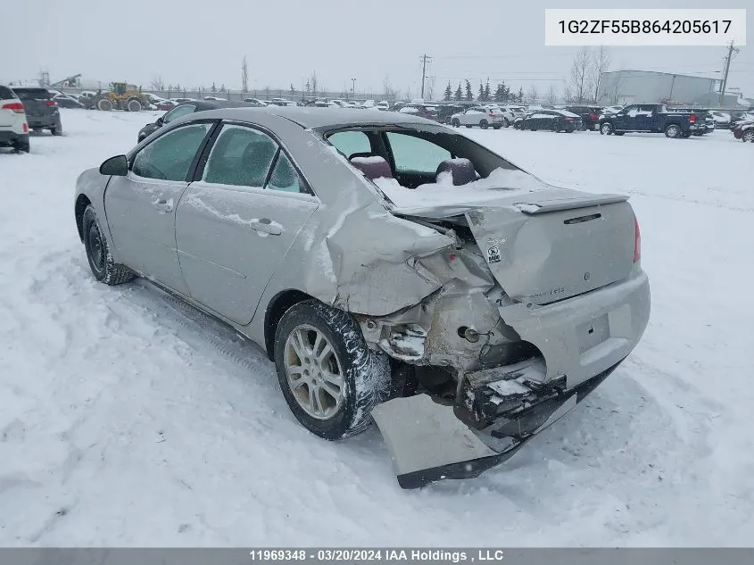 2006 Pontiac G6 VIN: 1G2ZF55B864205617 Lot: 11969348