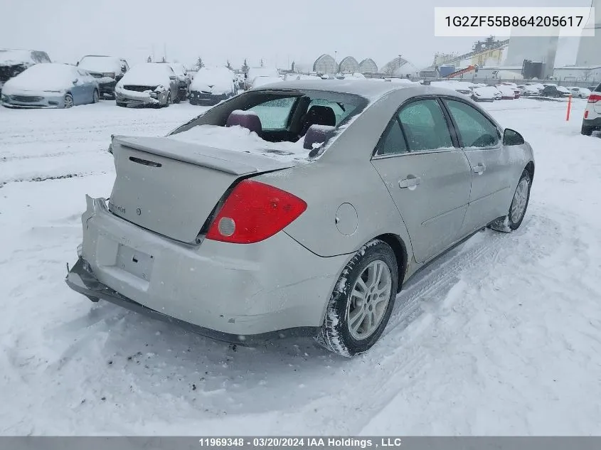 2006 Pontiac G6 VIN: 1G2ZF55B864205617 Lot: 11969348