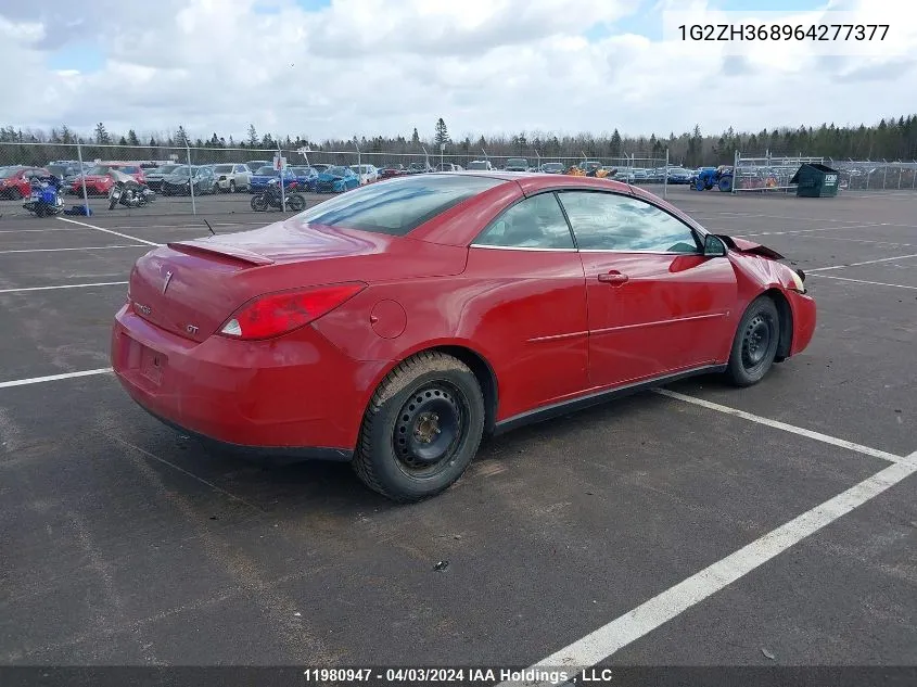 2006 Pontiac G6 Gt VIN: 1G2ZH368964277377 Lot: 11980947