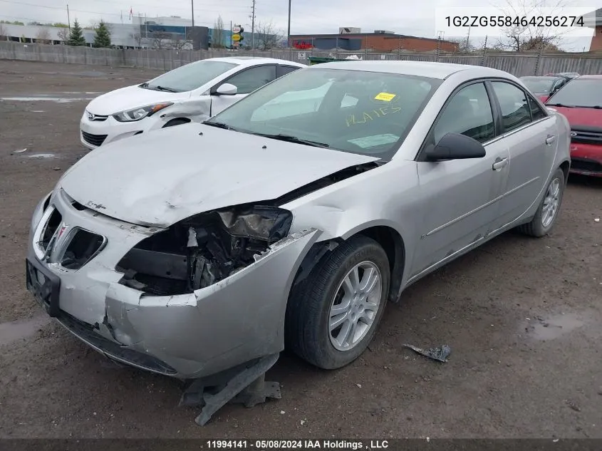 2006 Pontiac G6 Se1 VIN: 1G2ZG558464256274 Lot: 11994141