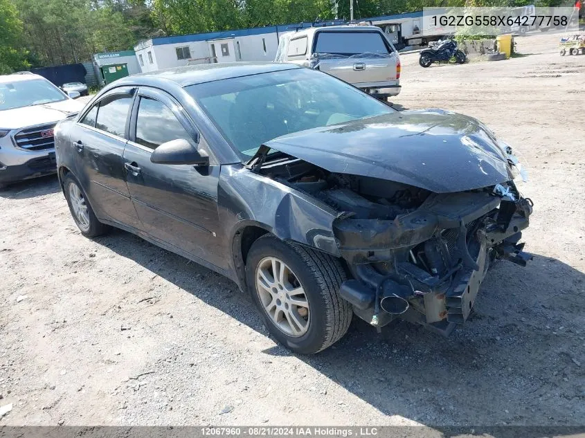 2006 Pontiac G6 Se1 VIN: 1G2ZG558X64277758 Lot: 12067960