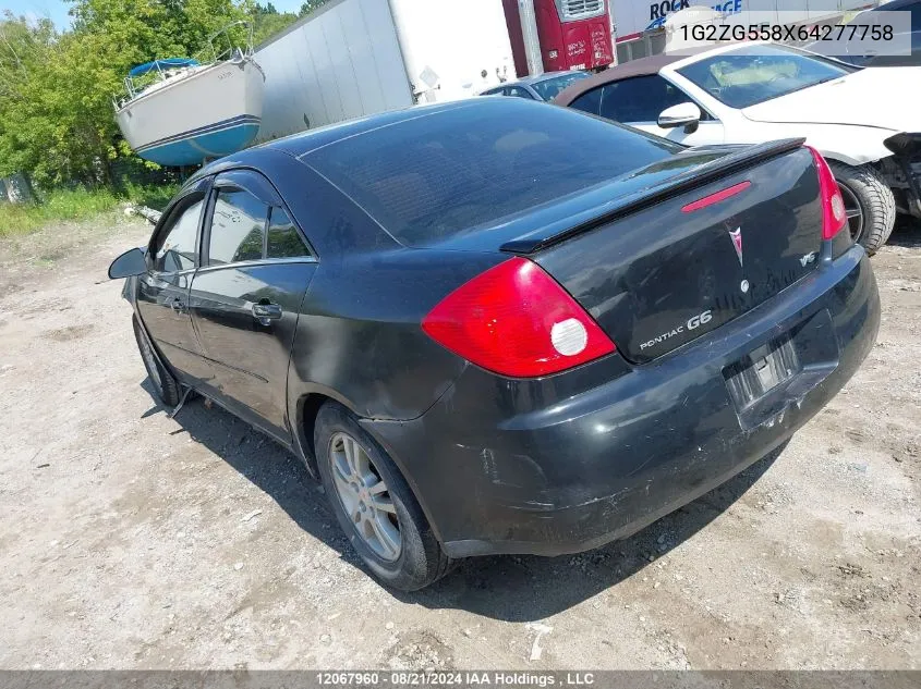 2006 Pontiac G6 Se1 VIN: 1G2ZG558X64277758 Lot: 12067960