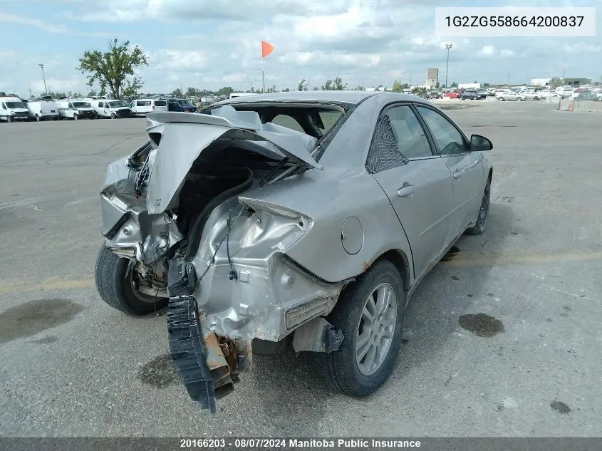 1G2ZG558664200837 2006 Pontiac G6