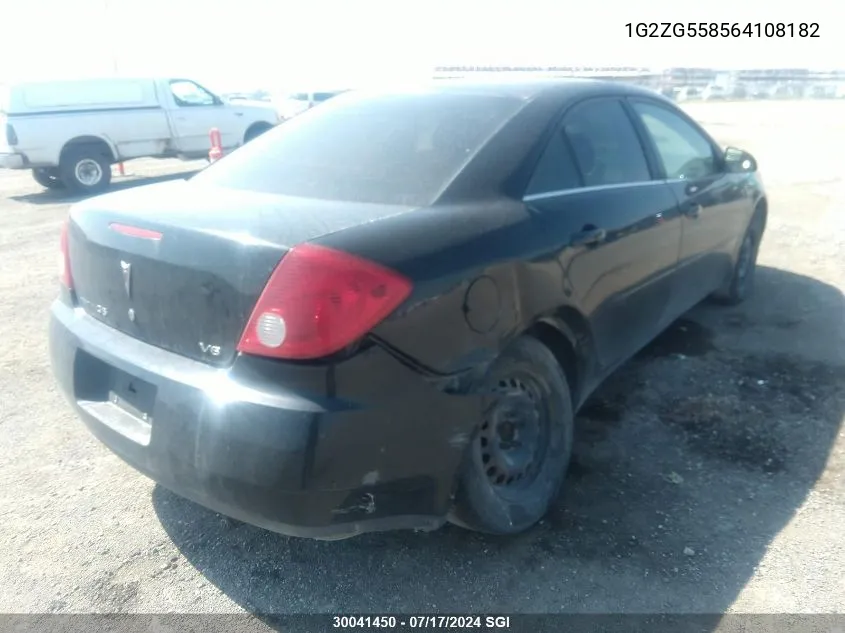 2006 Pontiac G6 Se1 VIN: 1G2ZG558564108182 Lot: 30041450