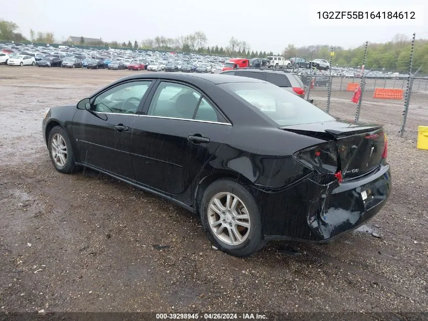 2006 Pontiac G6 VIN: 1G2ZF55B164184612 Lot: 39298945