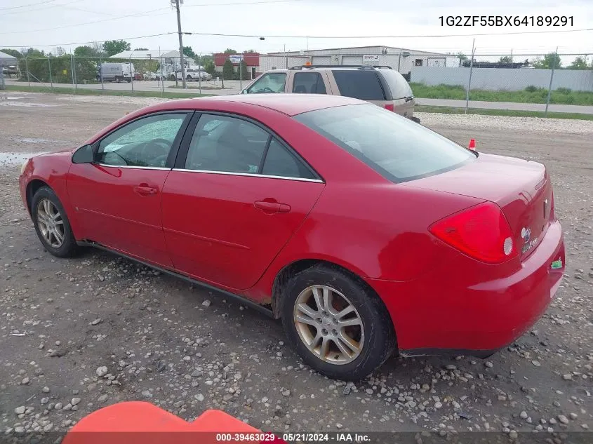 2006 Pontiac G6 VIN: 1G2ZF55BX64189291 Lot: 39463029