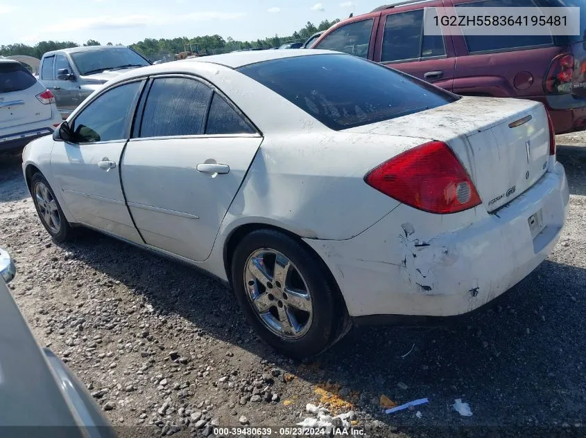 2006 Pontiac G6 Gt VIN: 1G2ZH558364195481 Lot: 39480639