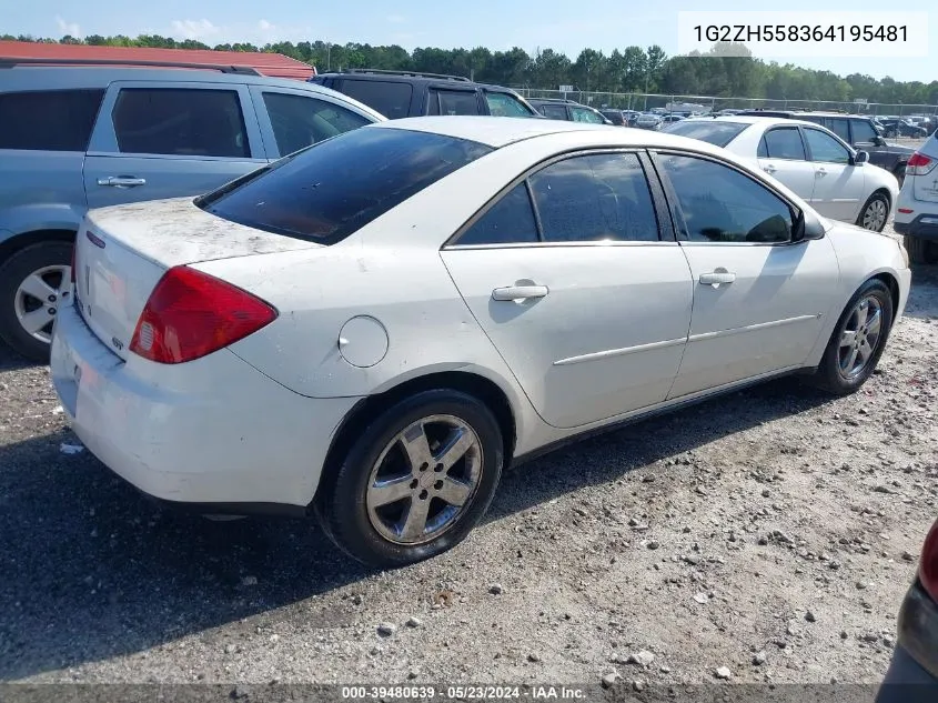 2006 Pontiac G6 Gt VIN: 1G2ZH558364195481 Lot: 39480639