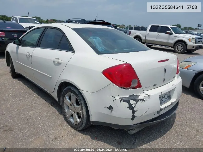 2006 Pontiac G6 VIN: 1G2ZG558464115768 Lot: 39480660