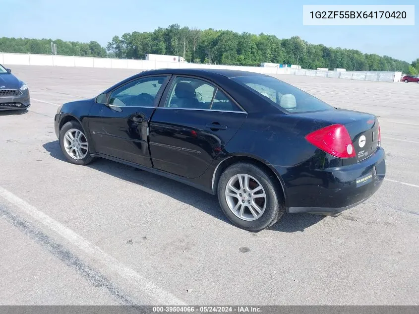 2006 Pontiac G6 VIN: 1G2ZF55BX64170420 Lot: 39504066