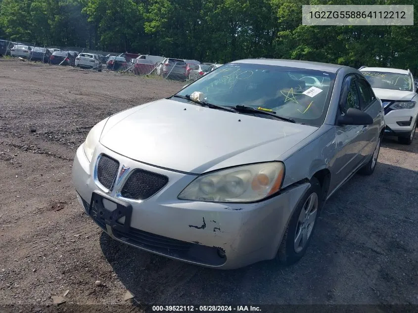 2006 Pontiac G6 VIN: 1G2ZG558864112212 Lot: 39522112