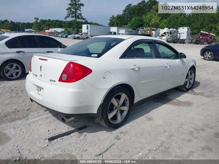 1G2ZM551X64245954 2006 Pontiac G6 Gtp