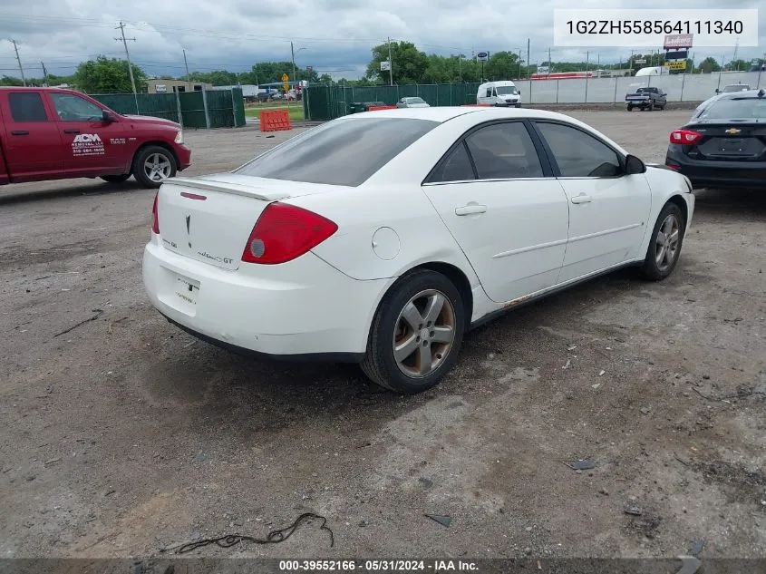 2006 Pontiac G6 Gt VIN: 1G2ZH558564111340 Lot: 39552166