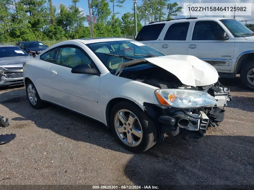 2006 Pontiac G6 Gt VIN: 1G2ZH158464125982 Lot: 39625301