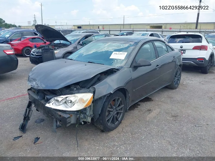 1G2ZG558664292922 2006 Pontiac G6