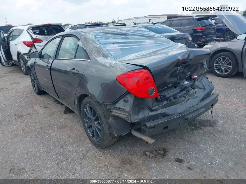 1G2ZG558664292922 2006 Pontiac G6