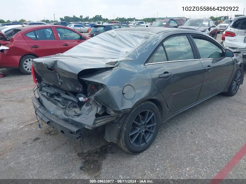 1G2ZG558664292922 2006 Pontiac G6