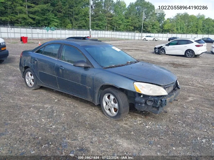 2006 Pontiac G6 VIN: 1G2ZG558964190286 Lot: 39821684