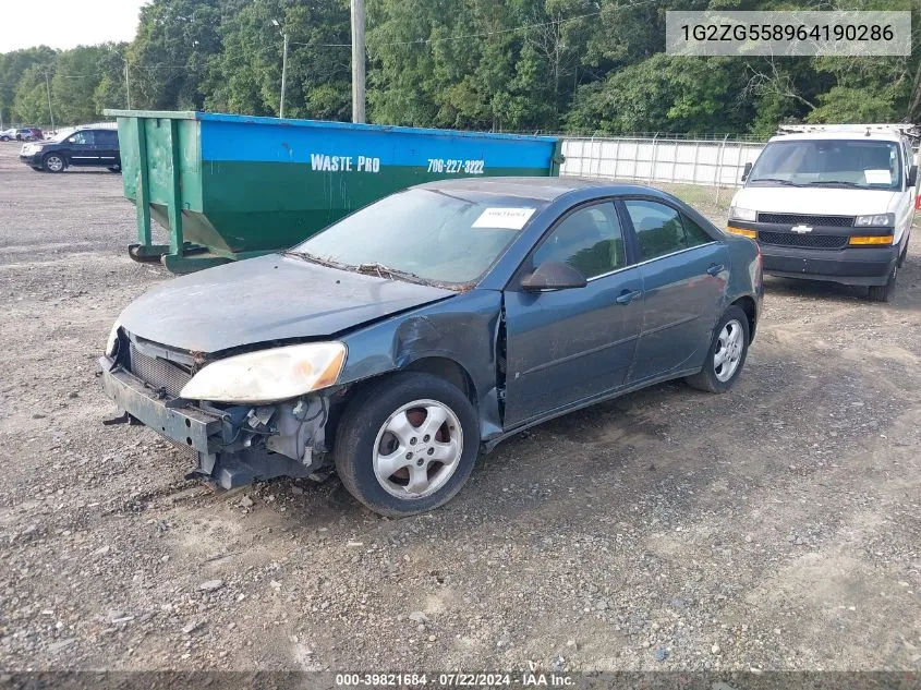 2006 Pontiac G6 VIN: 1G2ZG558964190286 Lot: 39821684