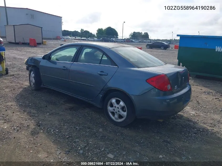 2006 Pontiac G6 VIN: 1G2ZG558964190286 Lot: 39821684