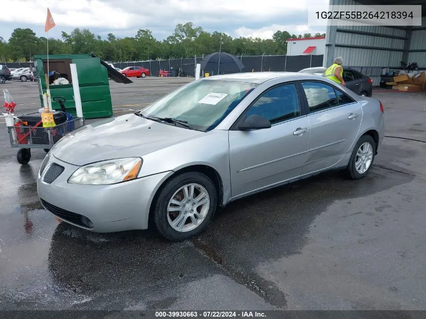 2006 Pontiac G6 VIN: 1G2ZF55B264218394 Lot: 39930663