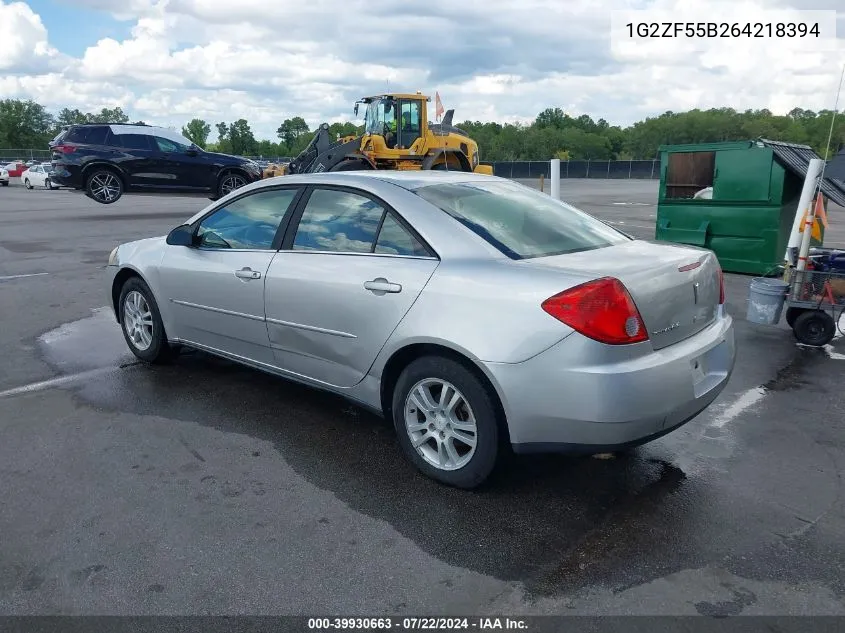 2006 Pontiac G6 VIN: 1G2ZF55B264218394 Lot: 39930663