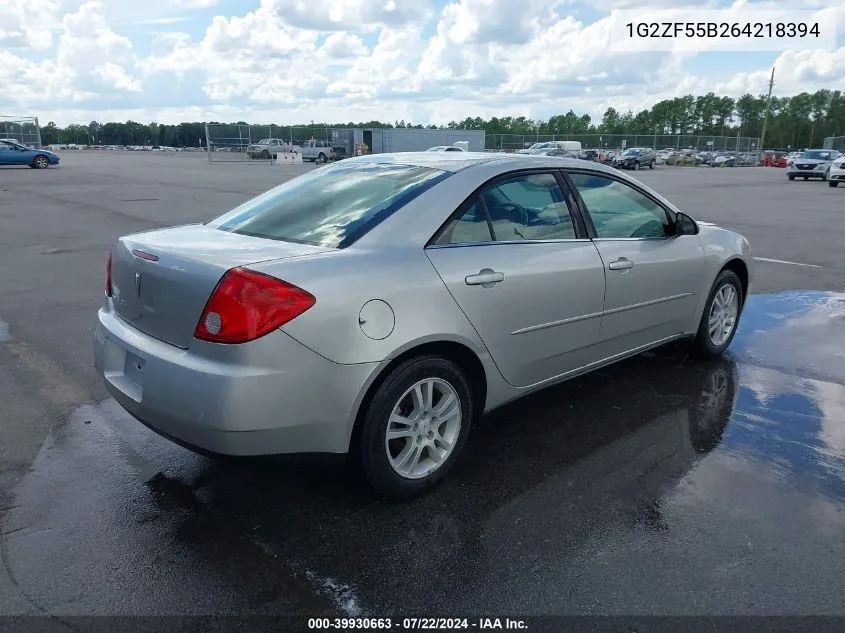 2006 Pontiac G6 VIN: 1G2ZF55B264218394 Lot: 39930663