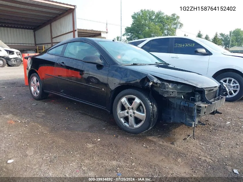 2006 Pontiac G6 Gt VIN: 1G2ZH158764152402 Lot: 39934892