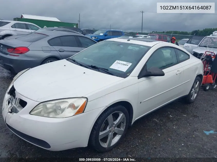 2006 Pontiac G6 Gtp VIN: 1G2ZM151X64164087 Lot: 39935009