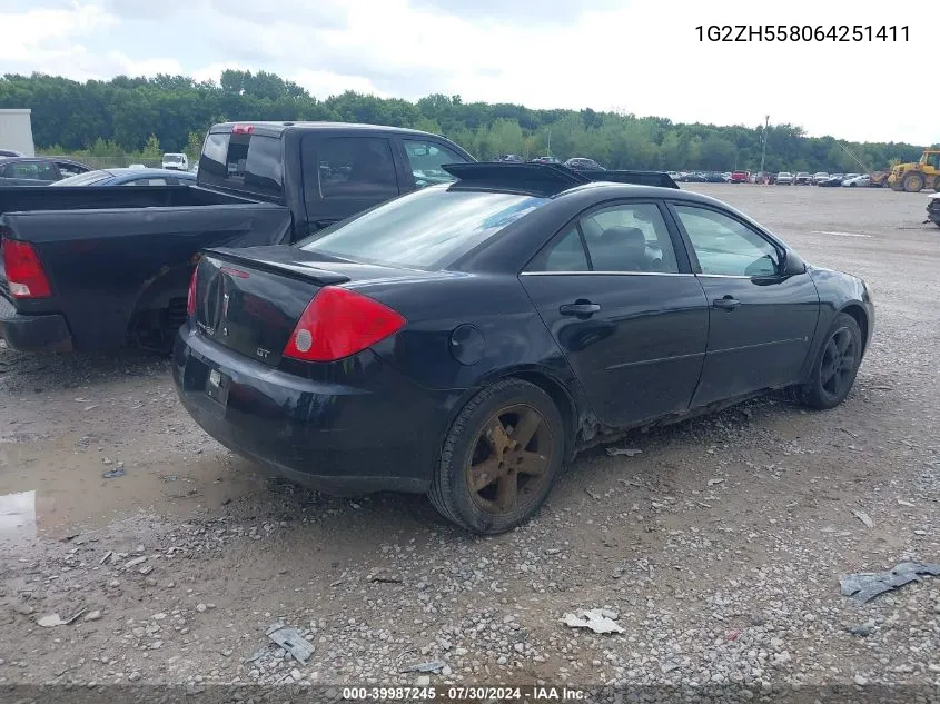 2006 Pontiac G6 Gt VIN: 1G2ZH558064251411 Lot: 39987245