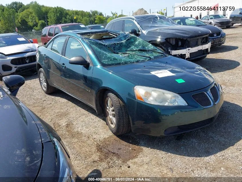 1G2ZG558464113759 2006 Pontiac G6