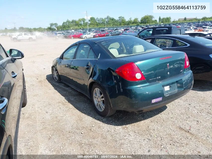 1G2ZG558464113759 2006 Pontiac G6