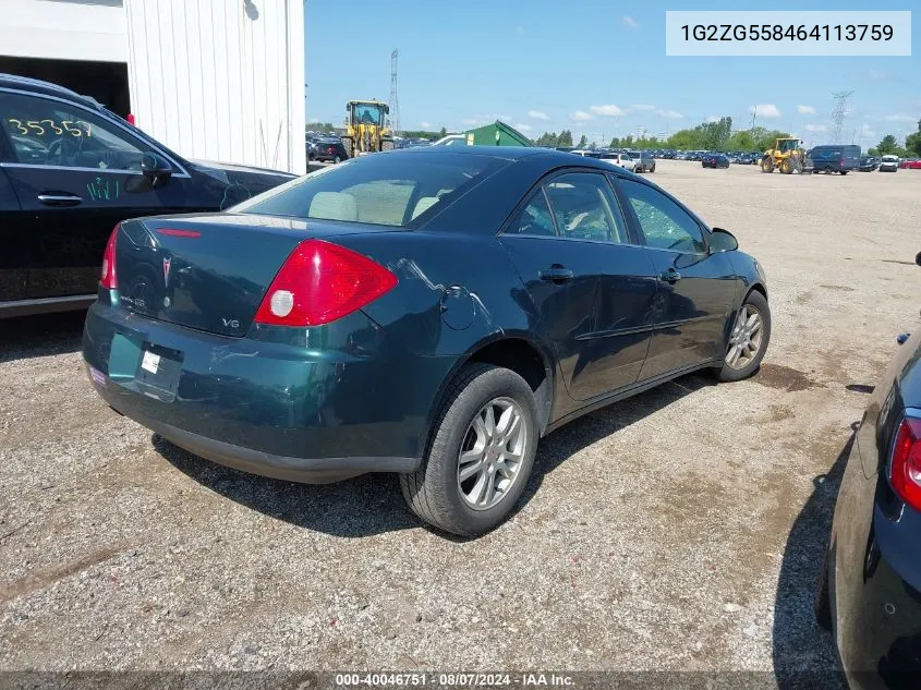 1G2ZG558464113759 2006 Pontiac G6