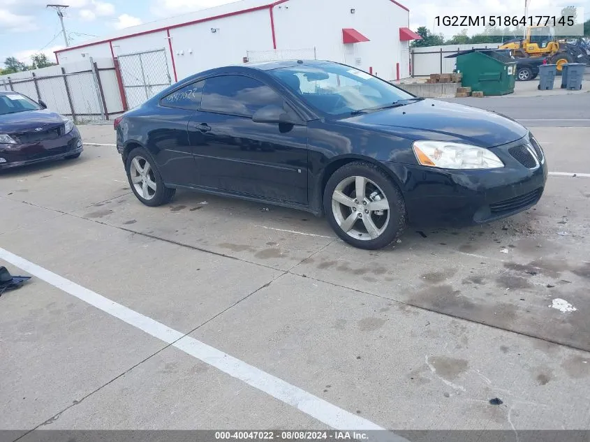 2006 Pontiac G6 Gtp VIN: 1G2ZM151864177145 Lot: 40047022