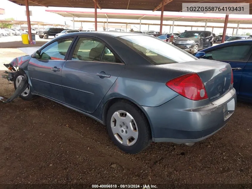 2006 Pontiac G6 VIN: 1G2ZG558764193431 Lot: 40056518