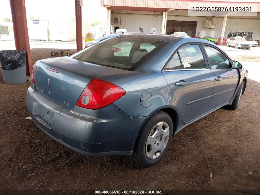 1G2ZG558764193431 2006 Pontiac G6