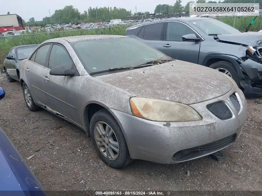 2006 Pontiac G6 VIN: 1G2ZG558X64105262 Lot: 40095163