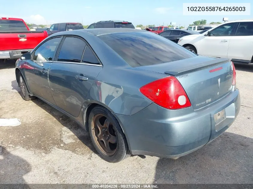 2006 Pontiac G6 VIN: 1G2ZG558764265003 Lot: 40204226