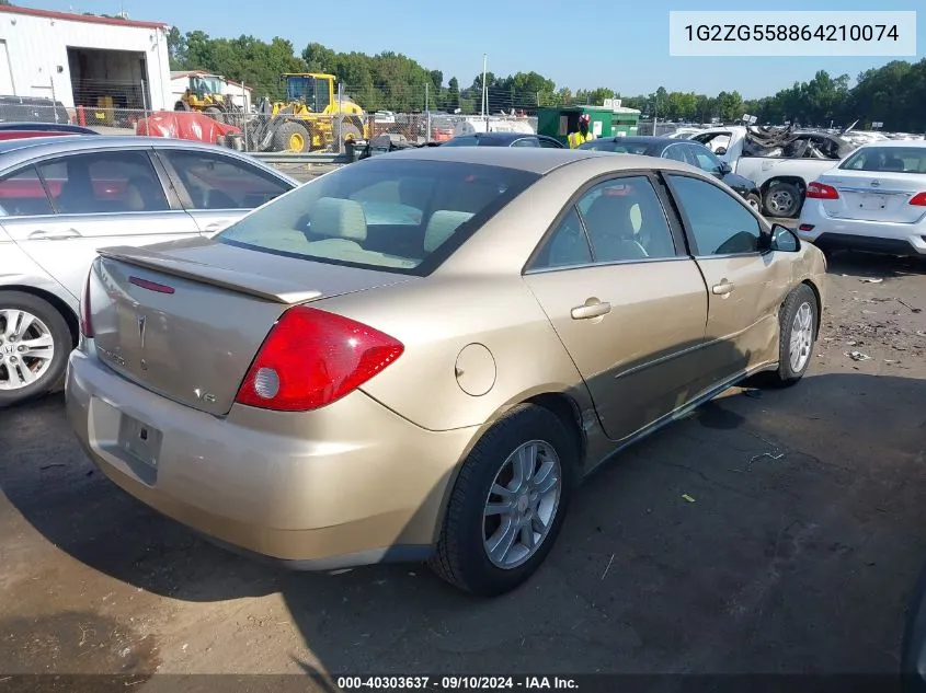 2006 Pontiac G6 Se1 VIN: 1G2ZG558864210074 Lot: 40303637