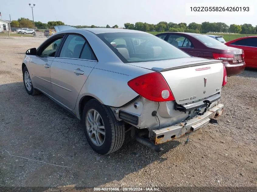 1G2ZG558264260193 2006 Pontiac G6 Se1