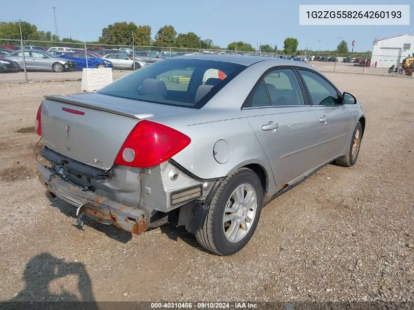 1G2ZG558264260193 2006 Pontiac G6 Se1