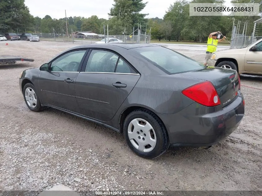 1G2ZG558X64268431 2006 Pontiac G6