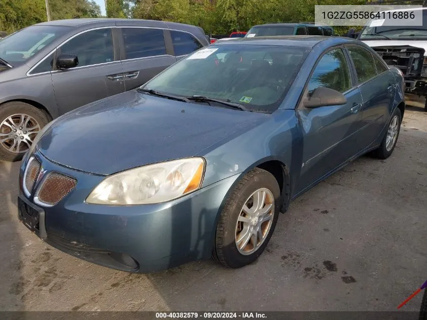 2006 Pontiac G6 VIN: 1G2ZG55864116886 Lot: 40382579