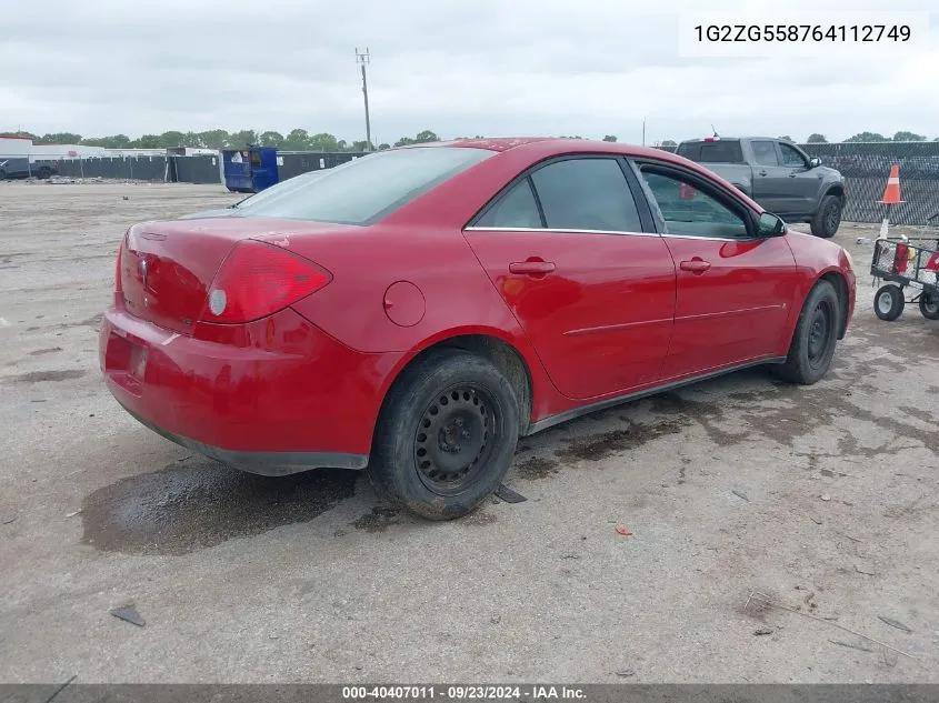 1G2ZG558764112749 2006 Pontiac G6