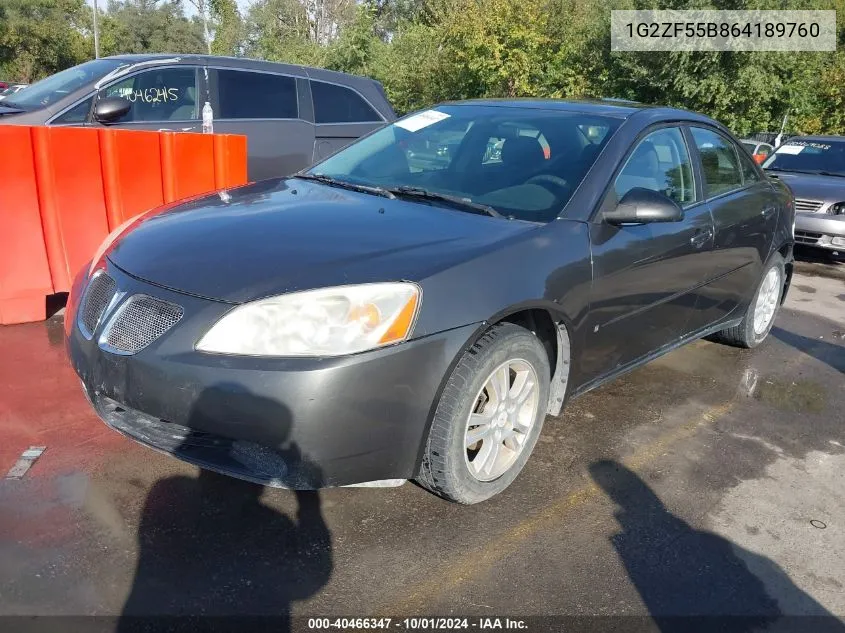 1G2ZF55B864189760 2006 Pontiac G6