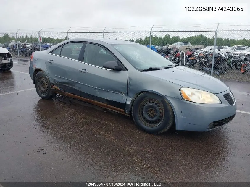 2007 Pontiac G6 VIN: 1G2ZG58N374243065 Lot: 12049364