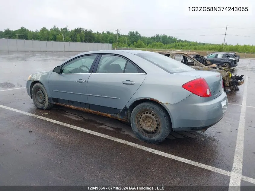 2007 Pontiac G6 VIN: 1G2ZG58N374243065 Lot: 12049364