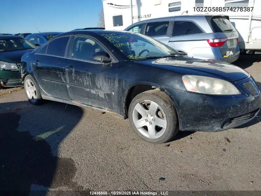 1G2ZG58B574278387 2007 Pontiac G6 Se