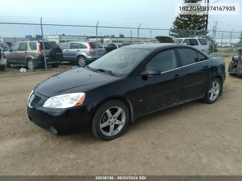 2007 Pontiac G6 Se VIN: 1G2ZG58B374167935 Lot: 30038748