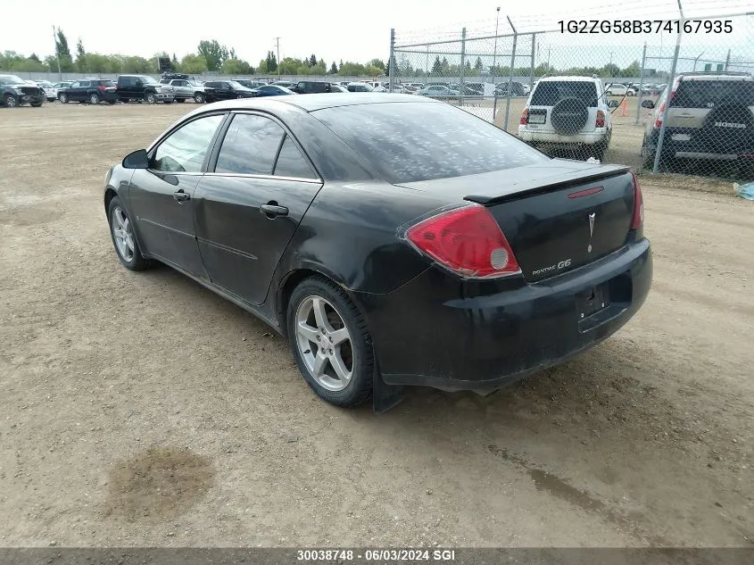 2007 Pontiac G6 Se VIN: 1G2ZG58B374167935 Lot: 30038748